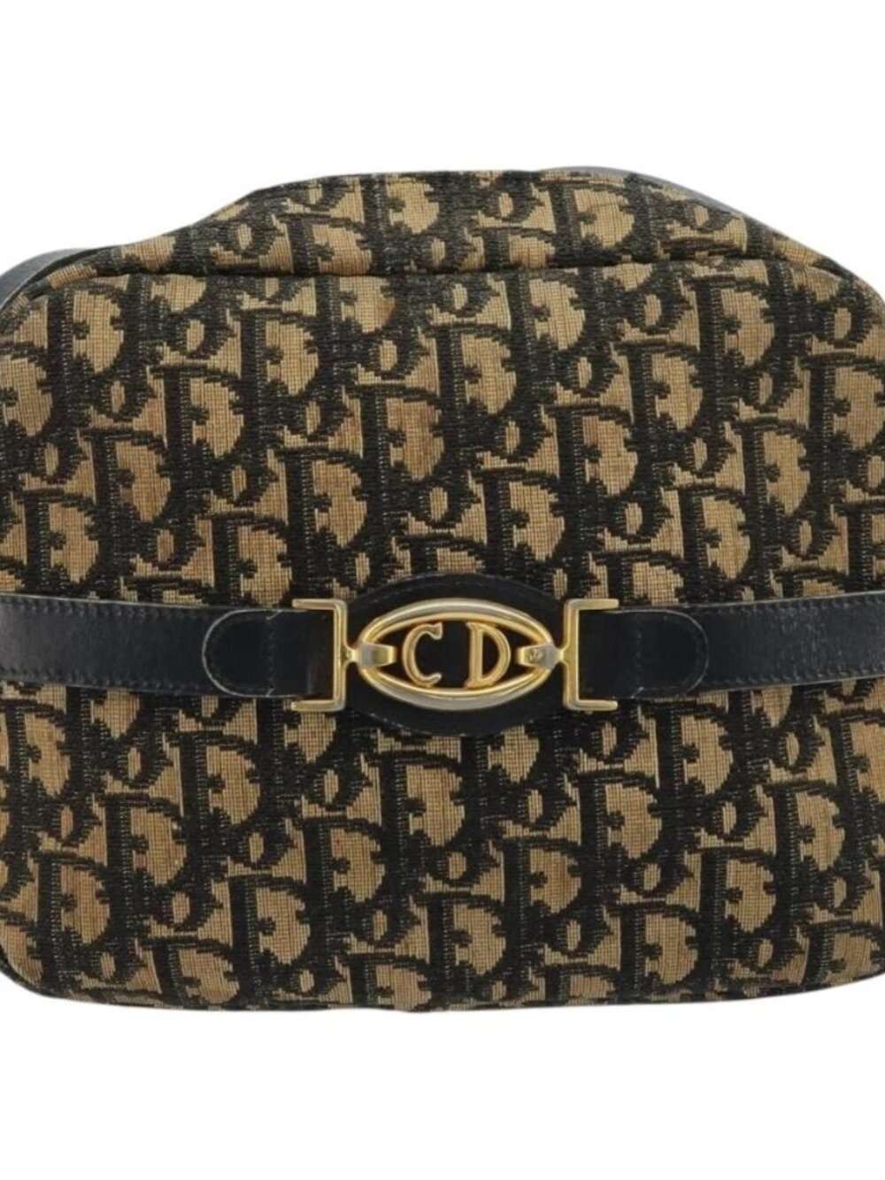 Christian Dior Trotter Canvas Shoulder Bag Navy Gold Auth 173214 - Picture 7 of 11